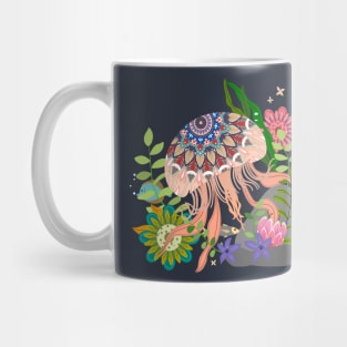 jellyfish floating hand drawn Mug